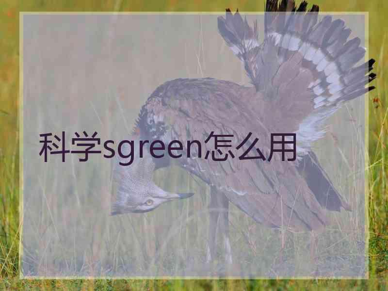 科学sgreen怎么用