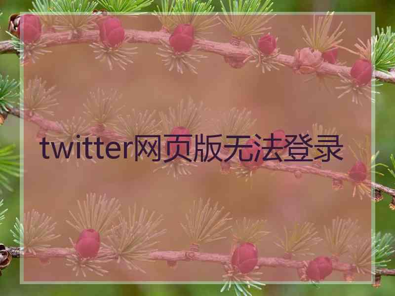 twitter网页版无法登录