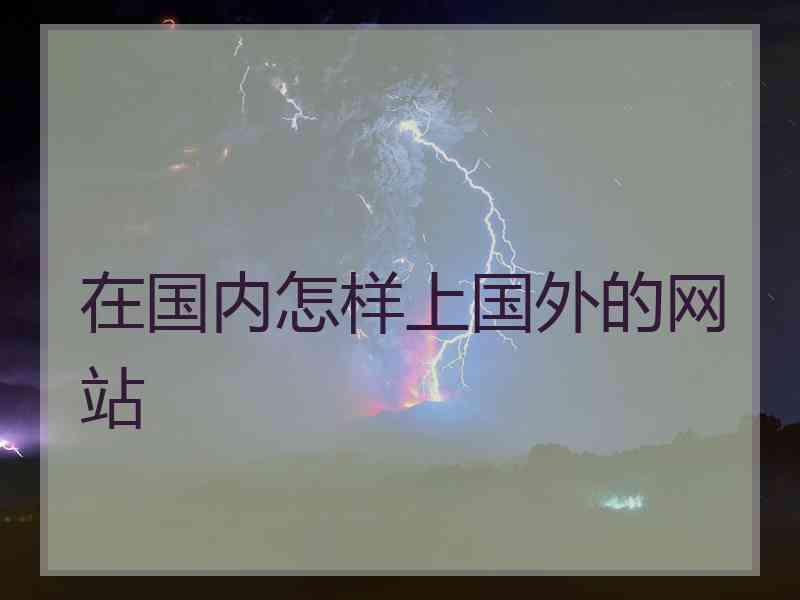 在国内怎样上国外的网站